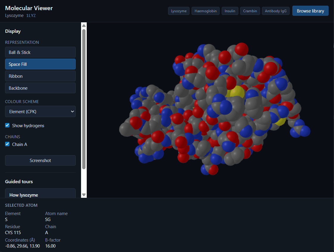 Molecular Viewer interface showing a 3D molecular structure